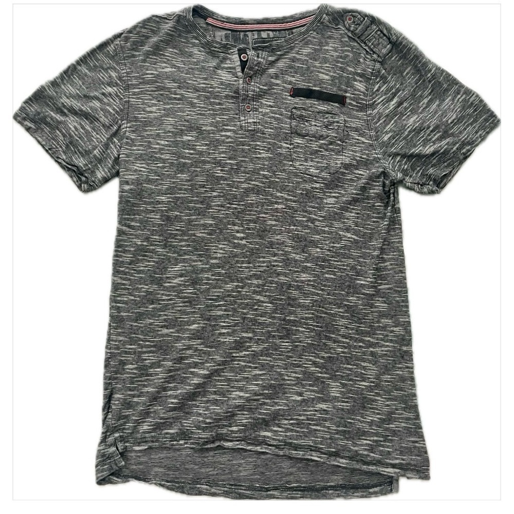 Paper Denim & Cloth Heathered Gray Short-Sleeve Henley Pocket Tee Men’s Size L - Picture 2 of 10